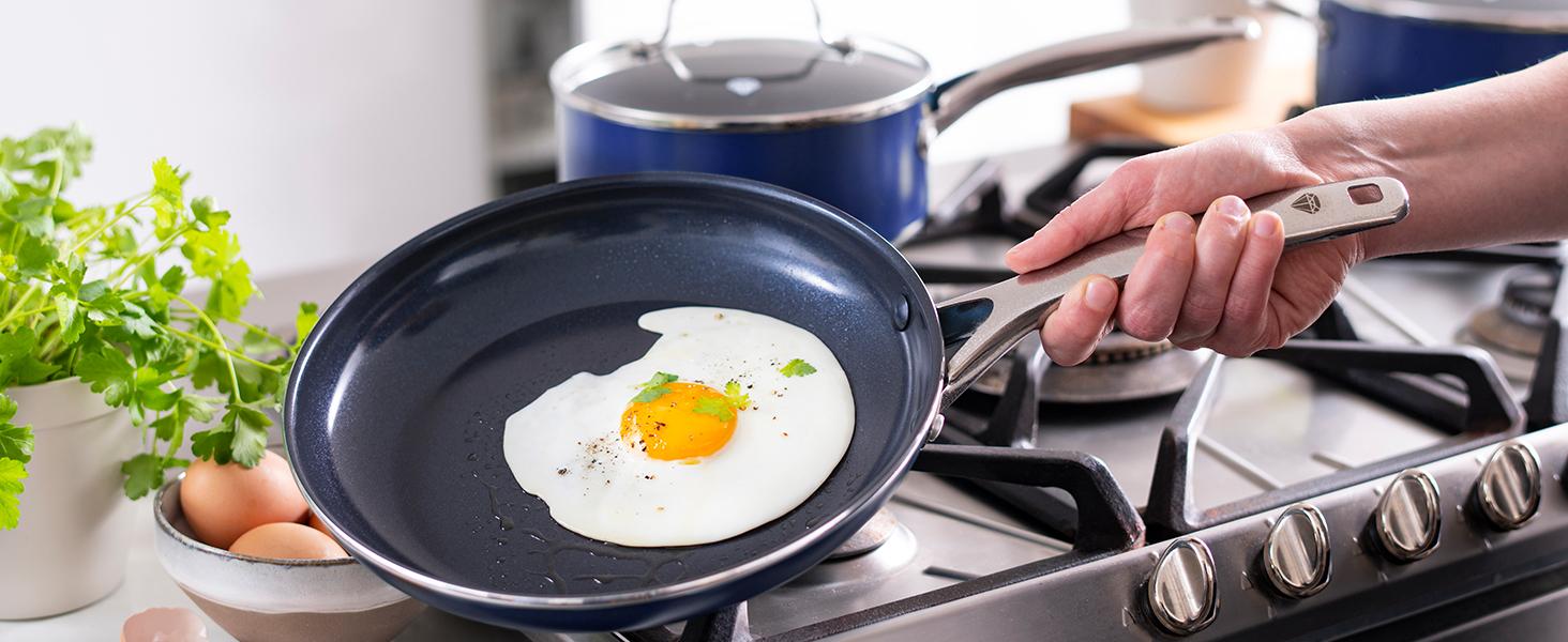 Blue Diamond, Ceramic Nonstick Coating, Diamond Layers, wipes clean, pfas, durable, tough, forged