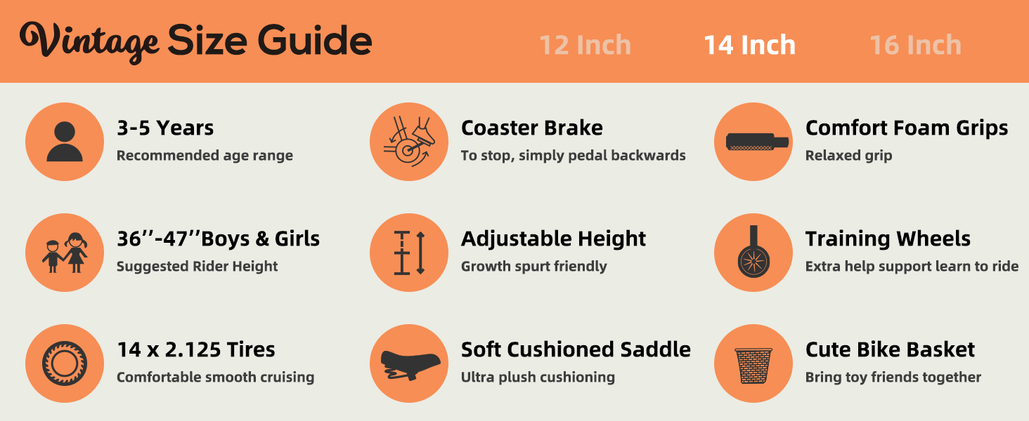 14inch kids bike size guide