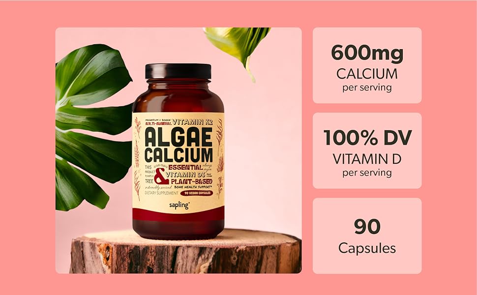 algae calcium by sapling calcium vitamin 90 capsules
