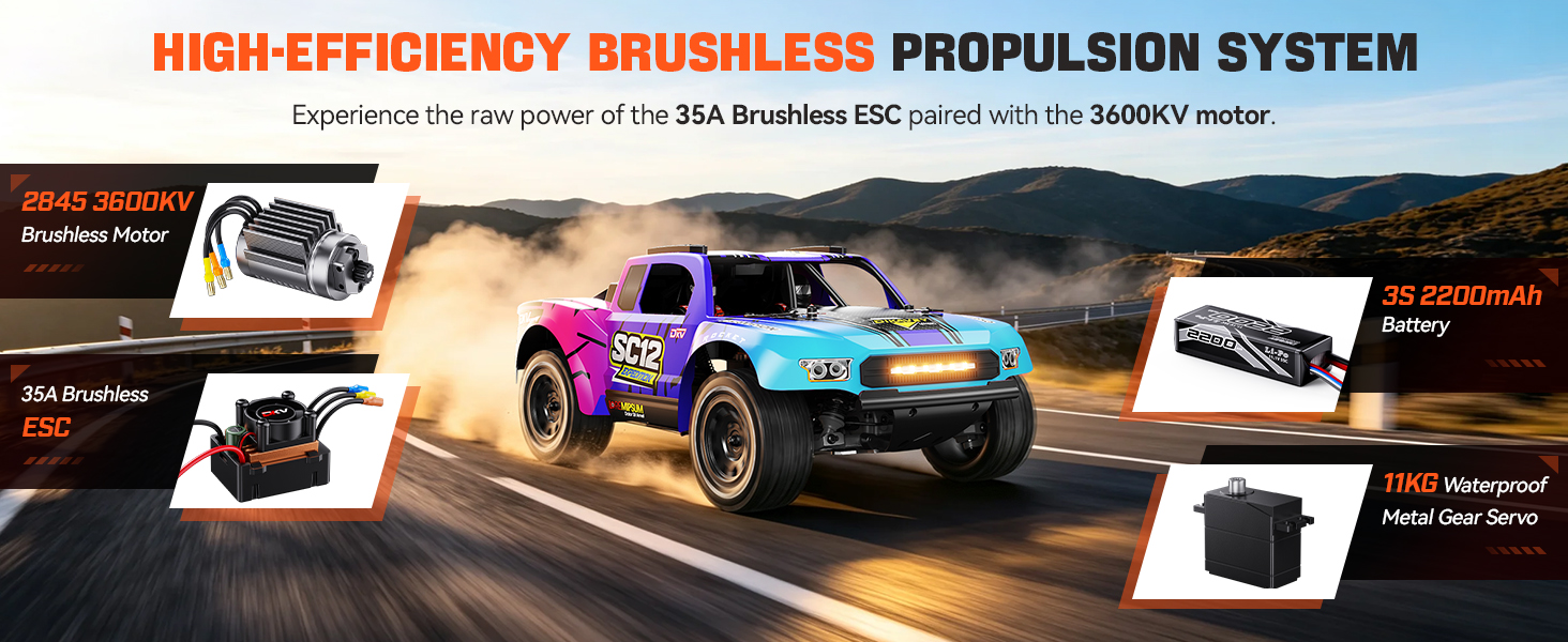 1/12 Brushless Remote Control Car RTR, 42MPH