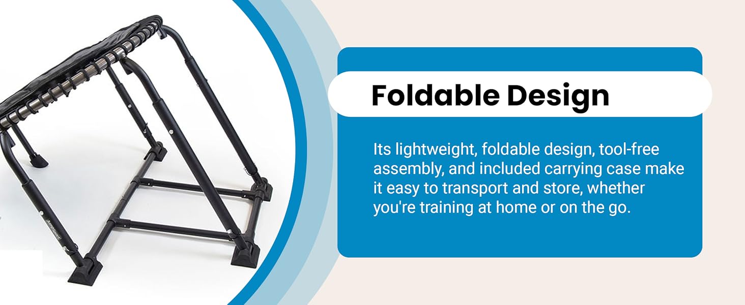 Lightweight, foldable design and included carrying case make it easy to transport and store
