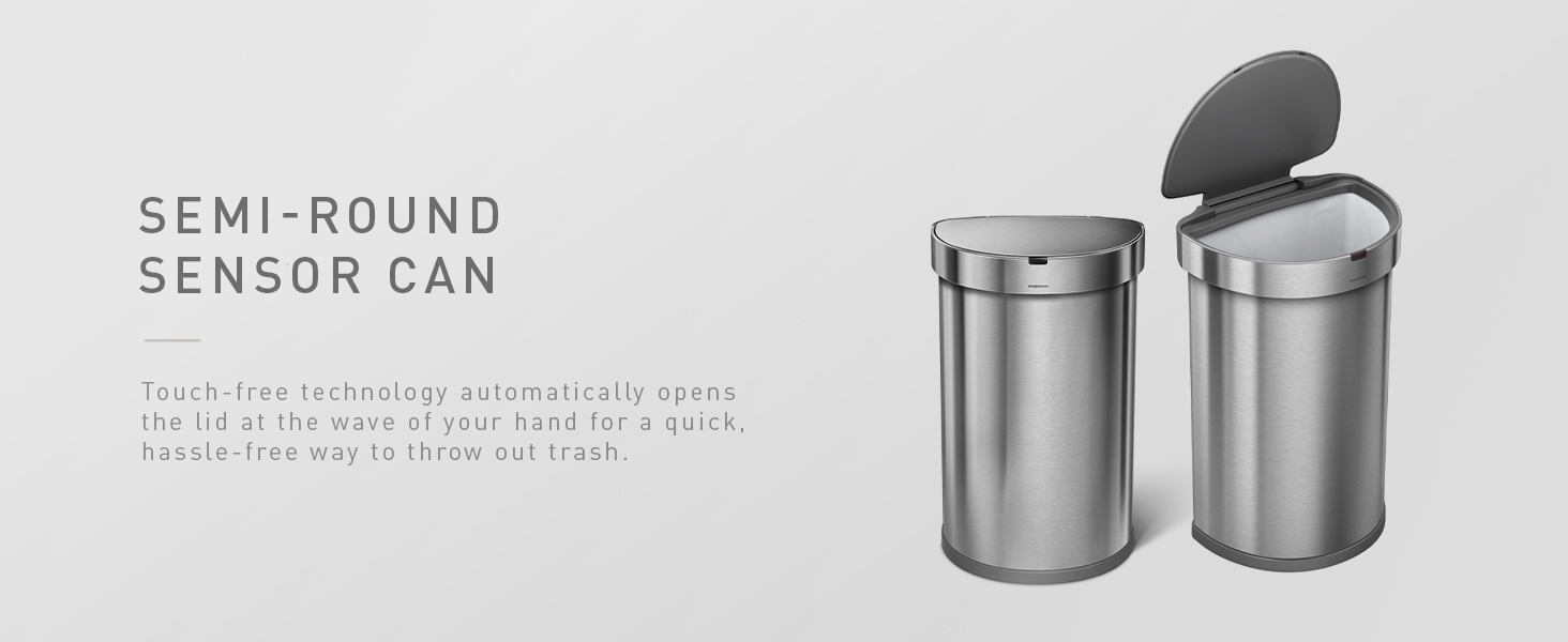 Semi-Round Sensor Can | Touch-free technology automatically opens the lid at the wave of your hand