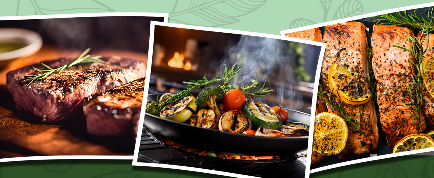 asparagus corn on the cob sweet potatoes cauliflower steaks portobello lamb chops turkey burgers