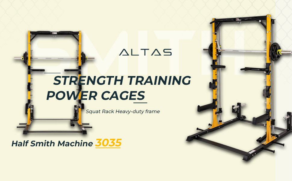 Altas Strength Squat Rack Power Cage Function Half Smith Workout Home Gym Fitness Equipment 3035