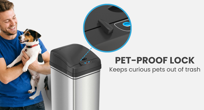 mudroom entry pet waste bin stainless steel look litter genie xl soft close quiet lid damper