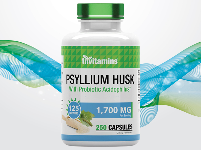 TNVitamins Psyllium Husk Capsules with Probiotic Acidophilus