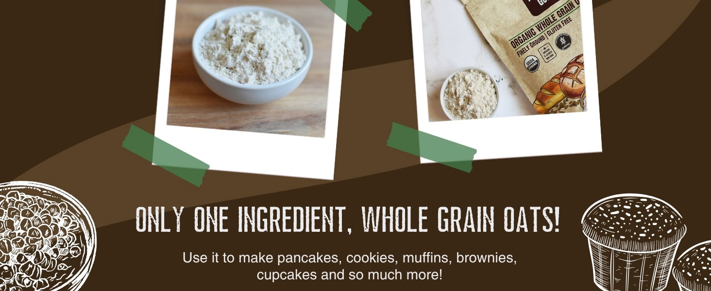 Whole Grain Oat Flour, oats, spices, flour, gluten free, vegan, keto