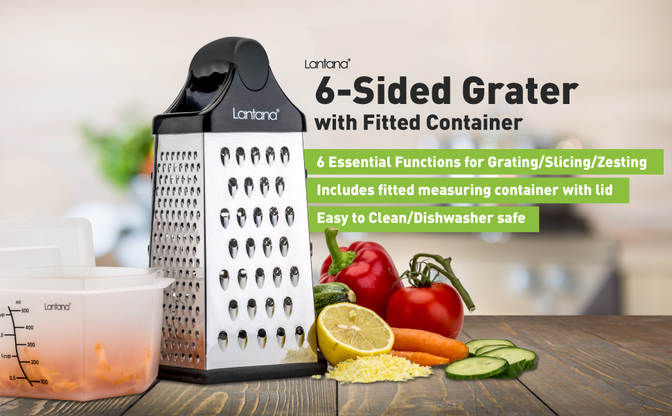 6 sided grater with fitted container