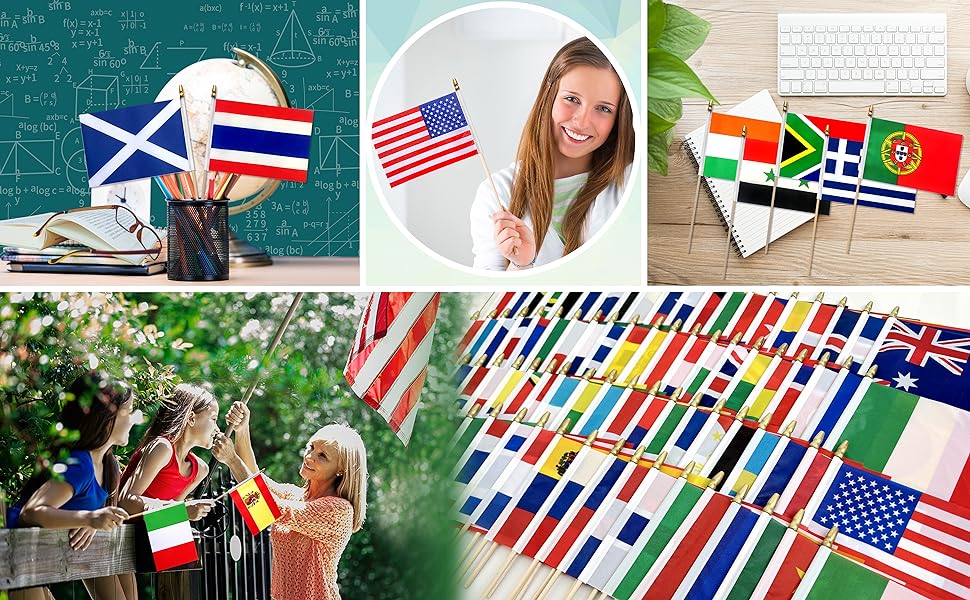 TSMD 12 Pack Small Mini Countries Flags