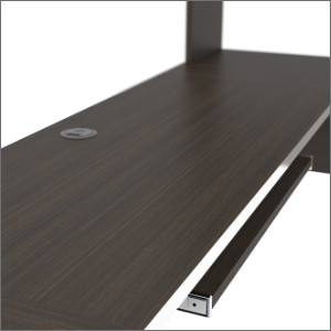 A close-up of the desk