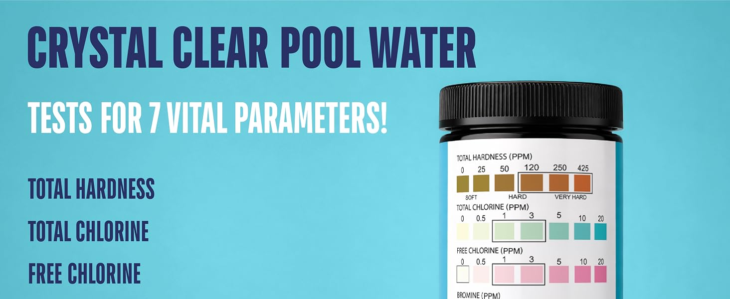 Pool Test Strips Water Spa Test Strips for Hot Tub Chlorine Test Strips Swimming Pool Test Kit