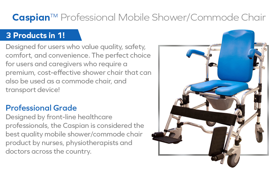 platinum health caspian professional reclining bathroom wheelchair 3 products in 1