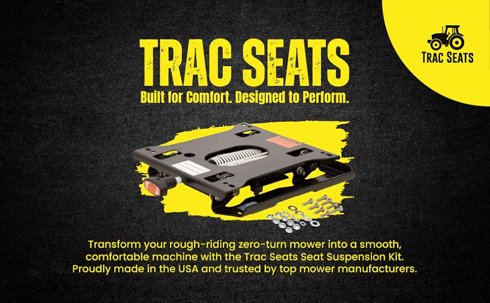 zero turn mower seat suspensions kit adjustable heavy duty shock absorption usa made lawn tractor