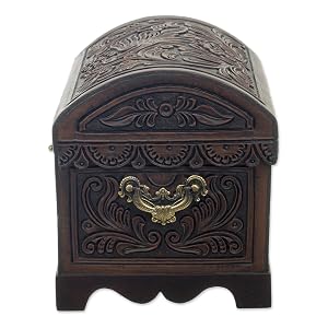 NOVICA Brown Bird Theme Wood Decorative Box Caja Almacenamiento Storage Decorativa Madera Jewelry