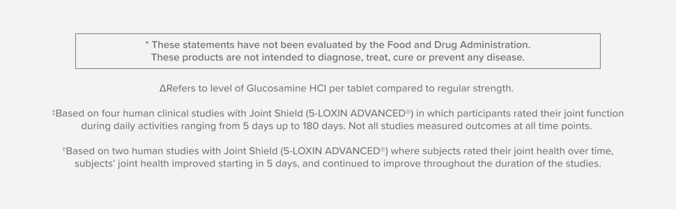 Supplement disclaimer and clinical study citations for Osteo Bi-Flex Joint Shield.
