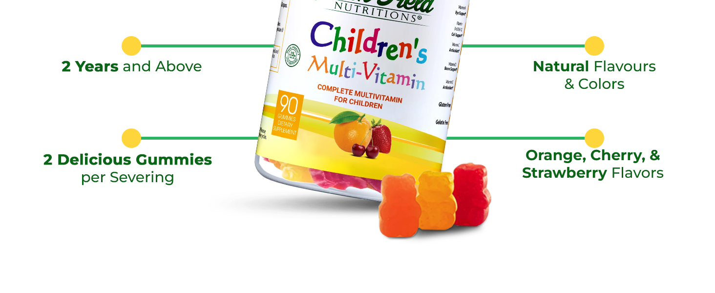 Greenfield Nutritions Kids Gelatin Free Halal Multivitamin Gummies for Immune support