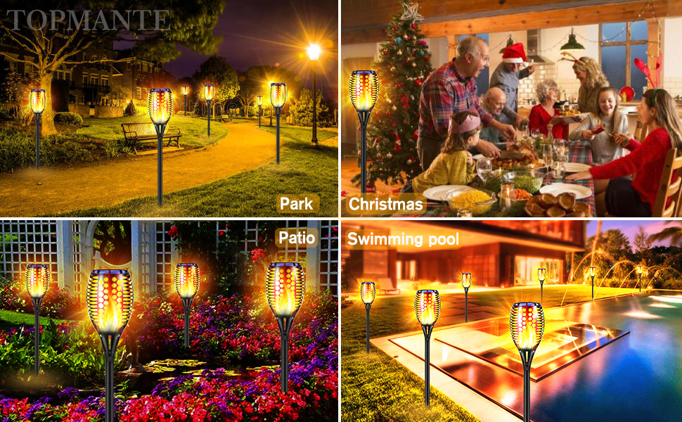 solar tiki torches with flickering flame