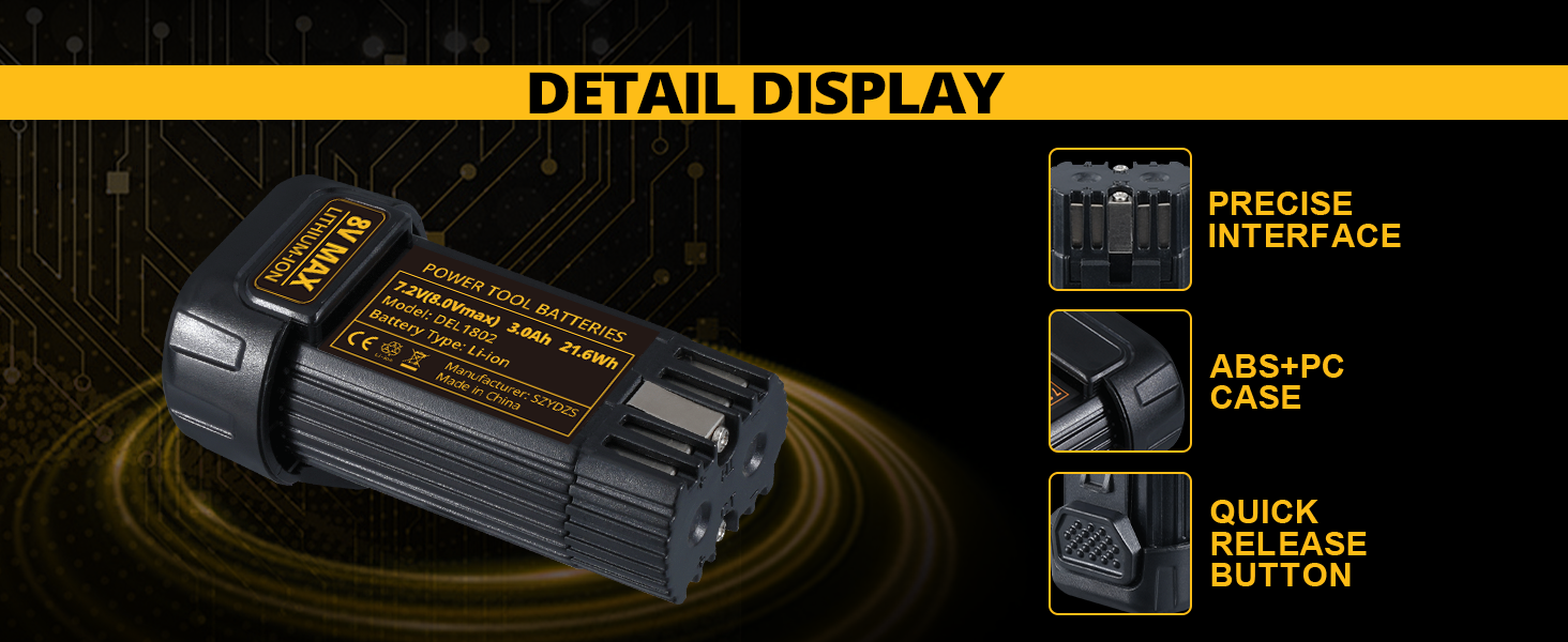 replacement for dewalt 8V battery
