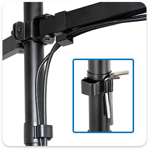 quad monitor mount, cable management