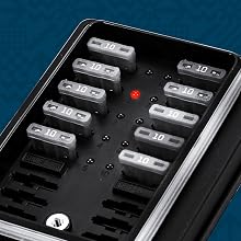 10-Way Waterproof Blade Fuse Box LED indicator.