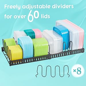 Detachable Lid Organizer Rack for Cabinets, Cupboards, Pantry Shelves, Drawers Keep Kitchen Tidy