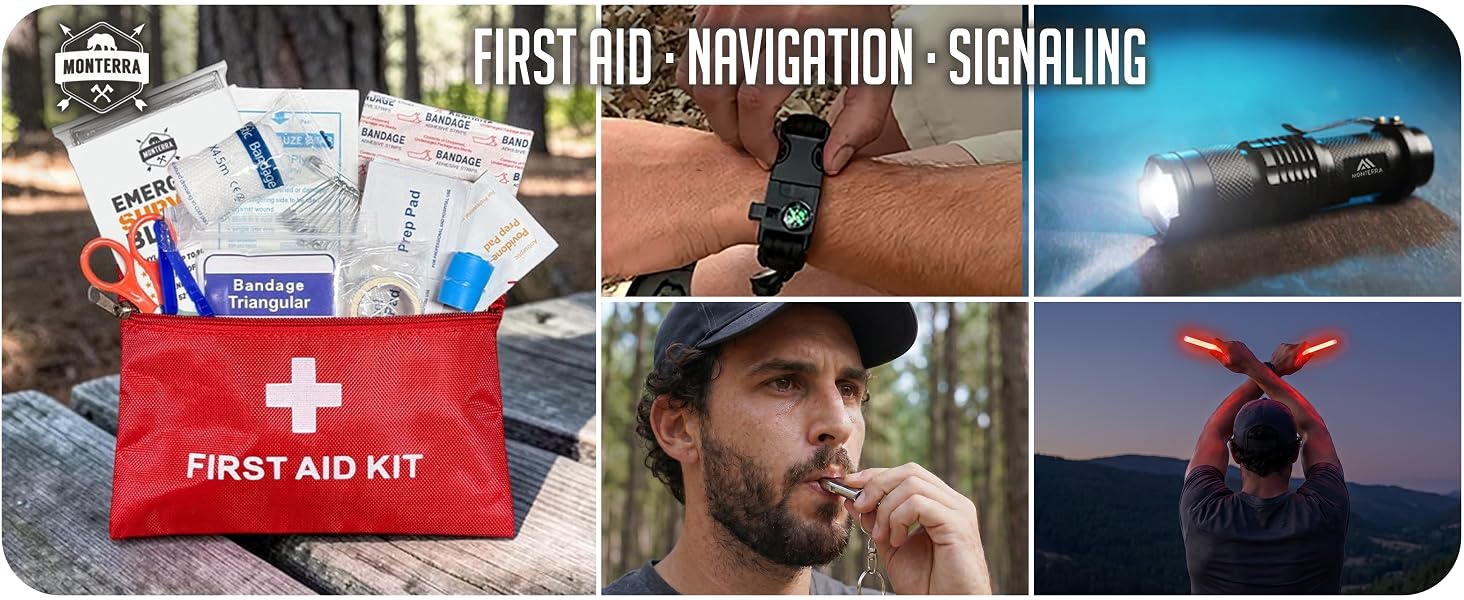 Survival Kit - First Aid, Navigation, Signaling