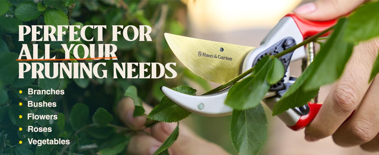 All-Purpose Pruners for gardening. Bypass pruning shear garden tool for trees, flowers, bushes