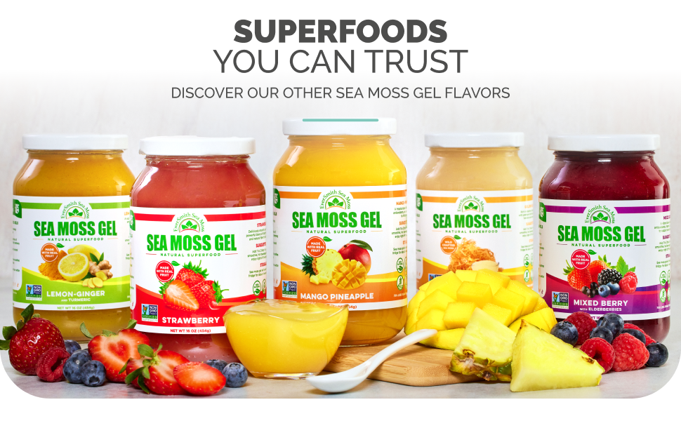 Wildcrafted Sea Moss Gel, Irish Sea Moss Gel, Fruit Flavored Sea Moss Gel, Raw Sea Moss Gel