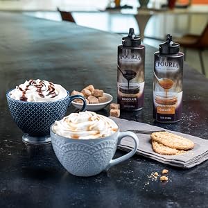 chocolate caramel syrup dessert drinks ice cream toppings whipped cream treats