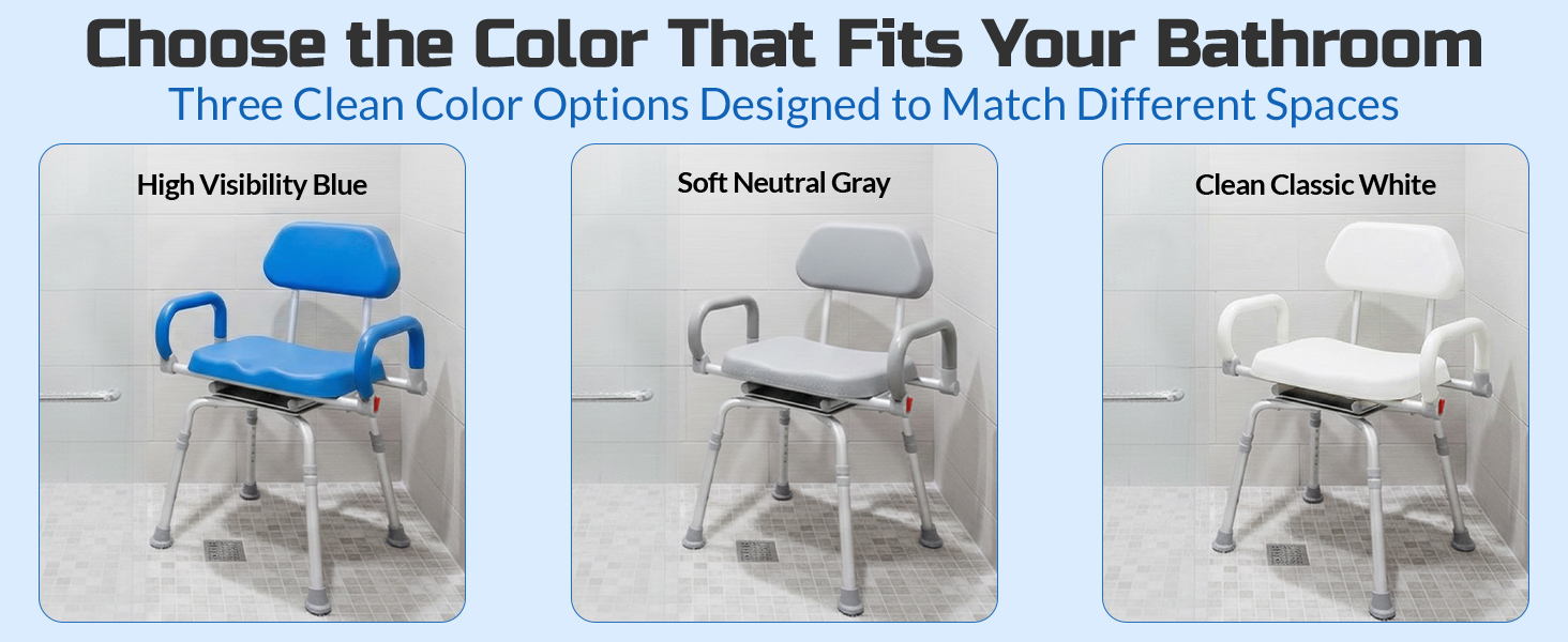 Platinum Health Revolution Pivoting Shower Chair for Bathtub, Adjustable Swivel Seat with Padded