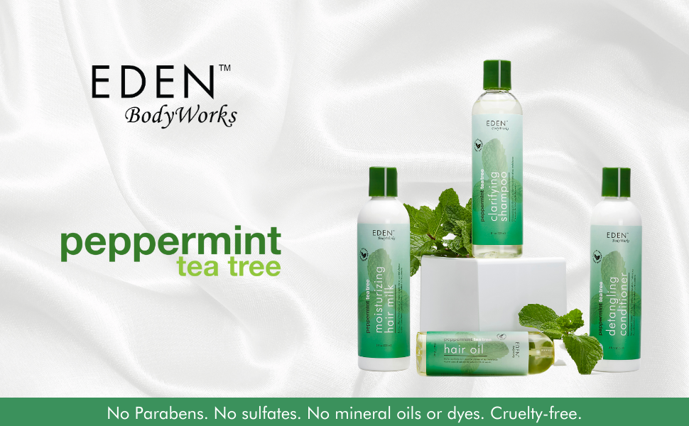Use EDEN BodyWorks Peppermint Tea Tree Collection to cleanse and clarify hair