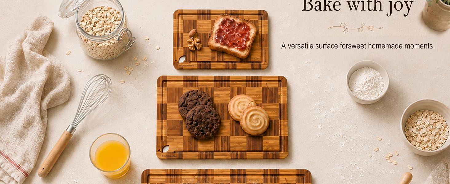 bamboo cutting board set used for baking