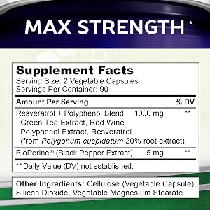 polyphenols red wine extract trans-resveratrol 1450mg 1200mg root nmn nad+ ampk nicotinamide b3 b6