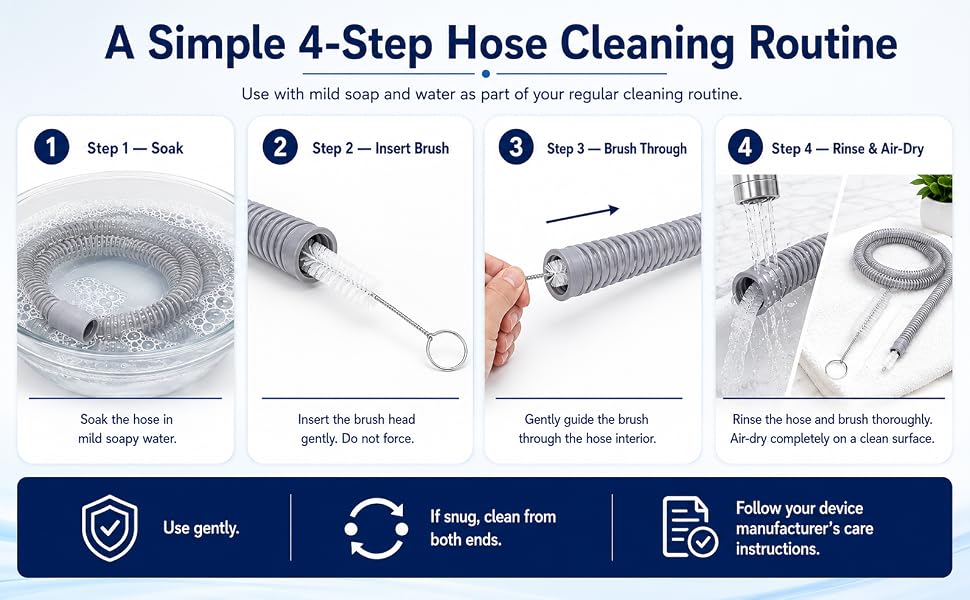 Four-step guide for cleaning a CPAP hose