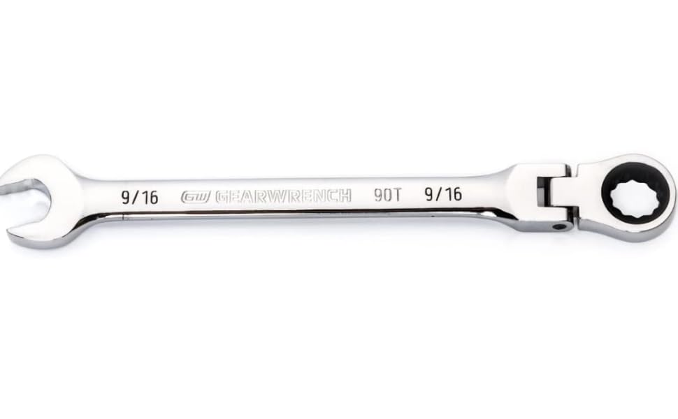 GEARWRENCH 9/16" 4 Degree Swing Arch 12 Point Flex Head Ratcheting Combination Wrench - 86746