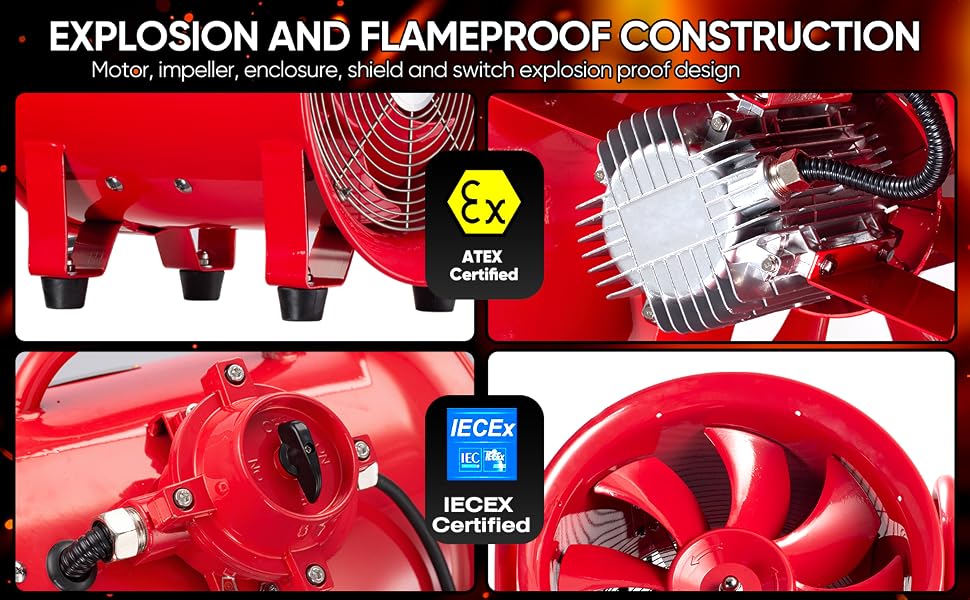Explosion and Flameproof Construction, Motor, Impeller, Enclosure, Shield, Explosion proof, ATEX