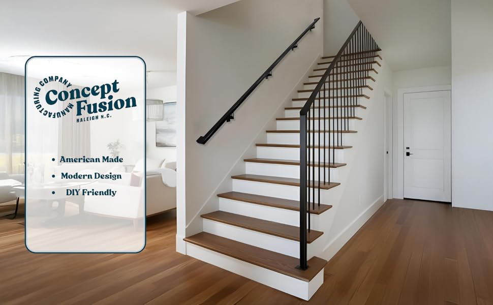 ADA compliant modern black aluminum staircase handrail grab bar for seniors full kit