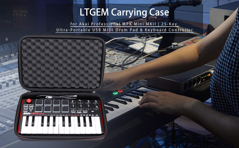 LTGEM EVA Hard Case for Akai Professional MPK Mini MKII | 25-Key Ultra-Portable