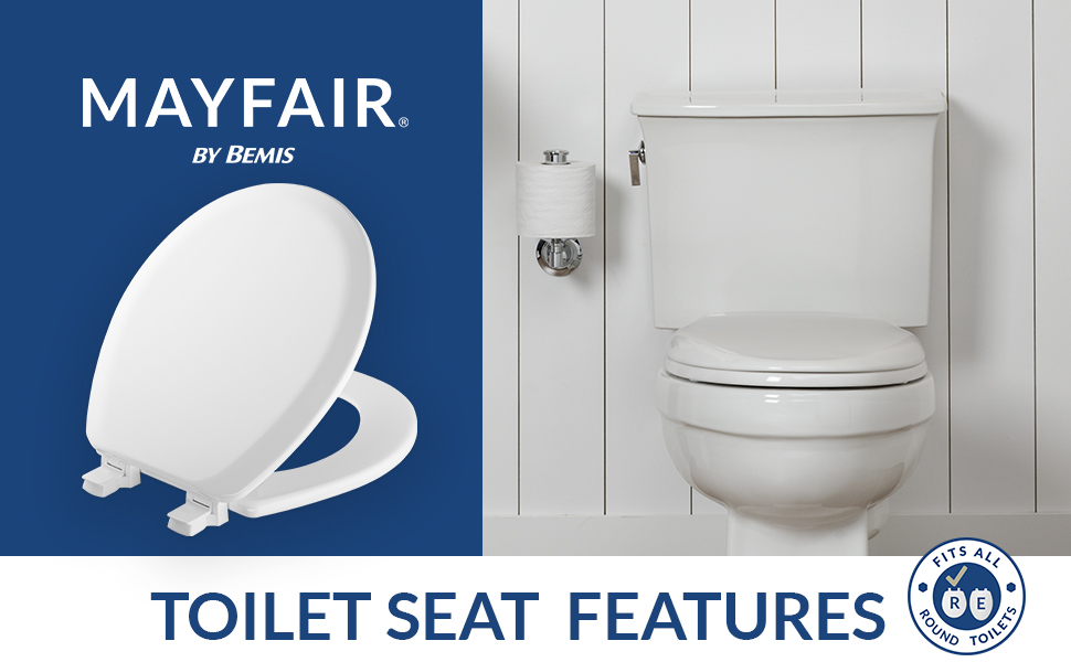 bemis mayfair toilet seat oval round slow close plastic wood easy clean american toilet seat white