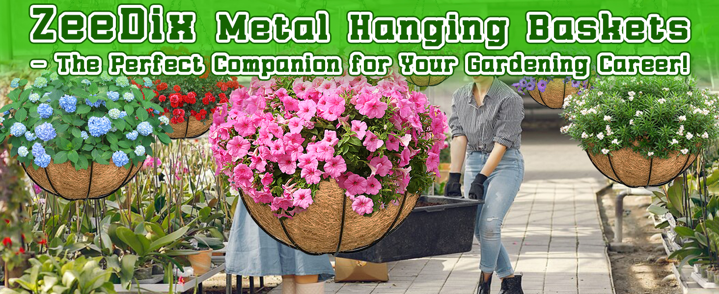 ZeeDix Metal Hanging Baskets