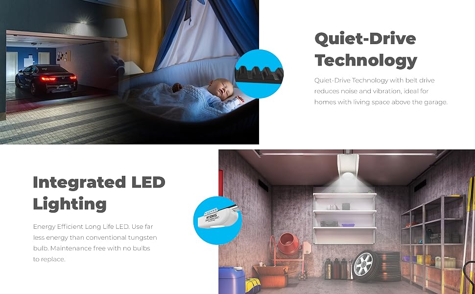 quiet-drive technology, integrated led lighting