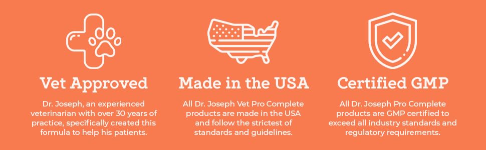 Vet Approved, Made in the USA, Certified GMP