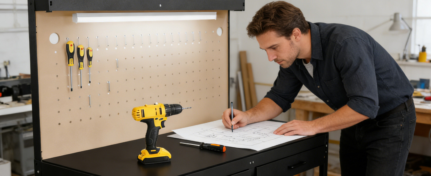 garage workbench with storage