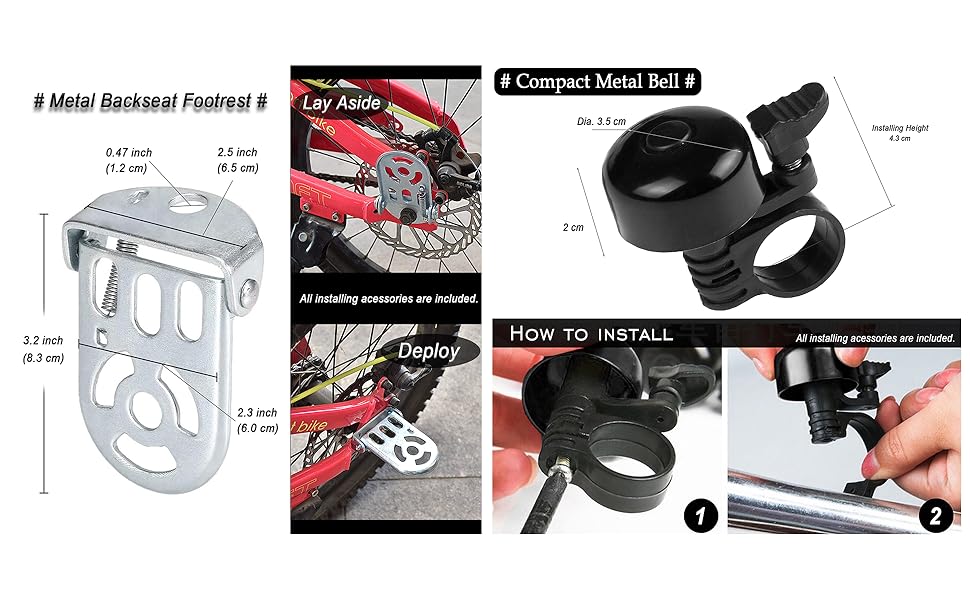 CenterZ Bicycle Rear Seat Kit - Ideal DIY Safety Bike Back Seat Kit for Your Kids