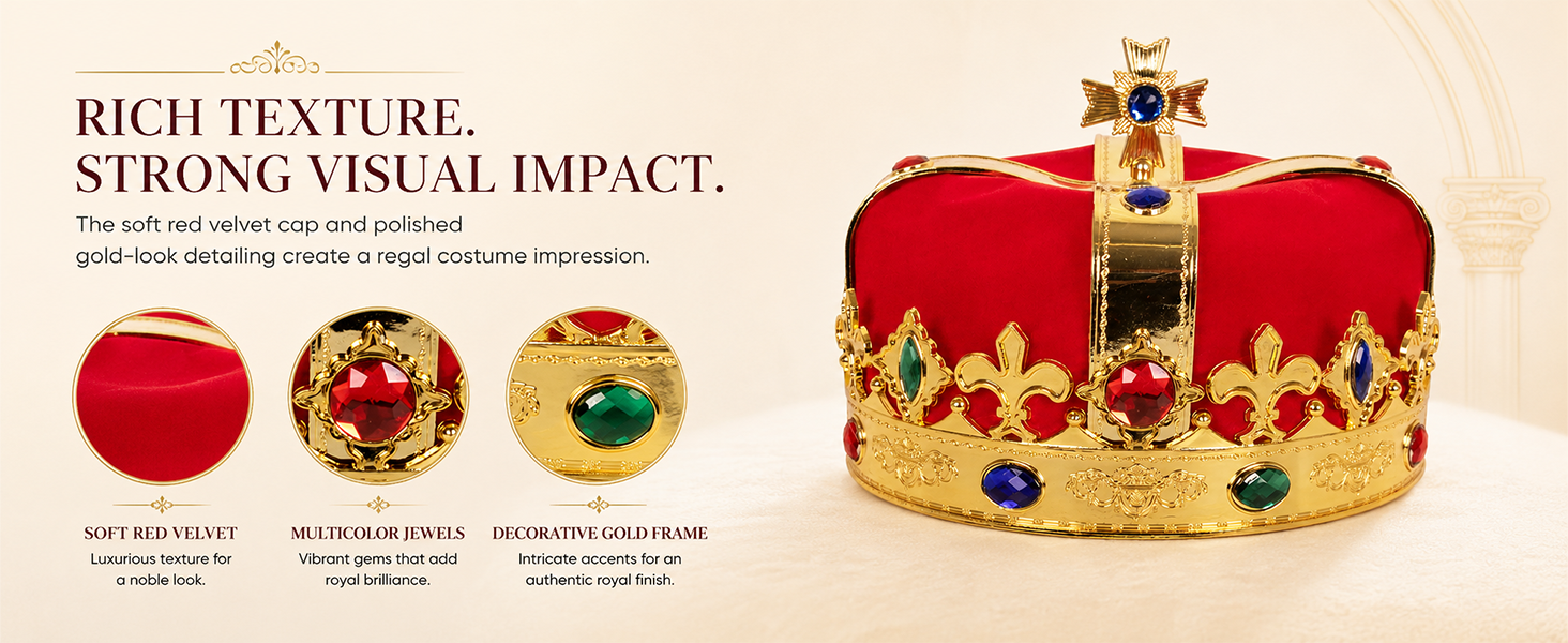crown man king costume gold adult halloween plastic royal fake queen toy prince jewel