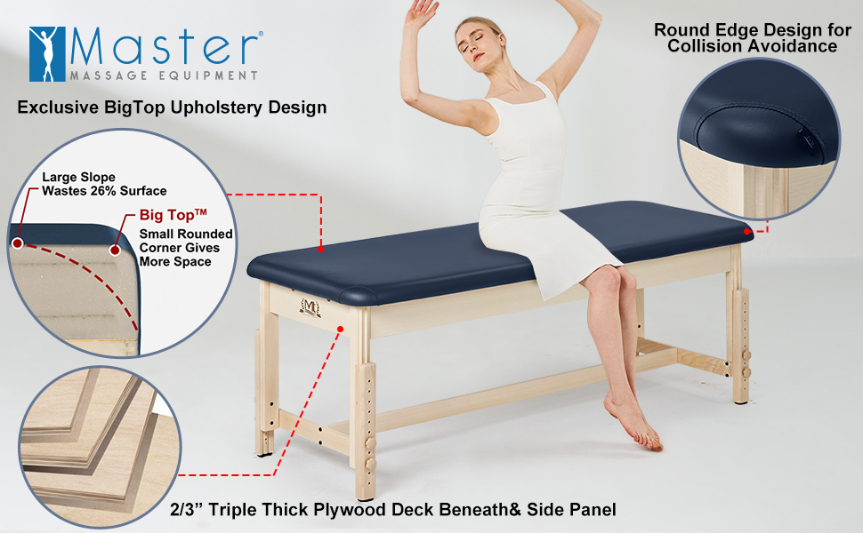 Wooden Treatment Table;stationary massage bed;stationary tattoo bed