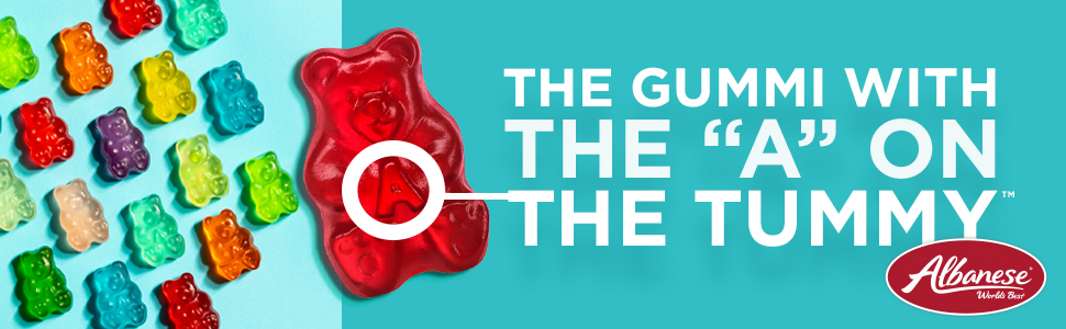 Different colored gummies - the gummi with the A on the tummy, gummi bears, gummy bears,