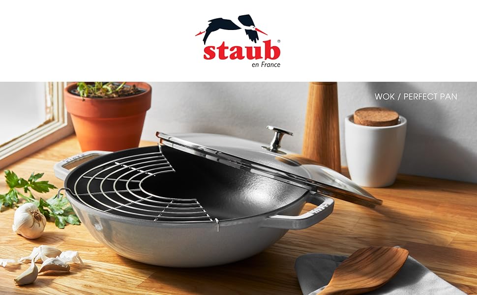 Staub, cast iron, wok, perfect pan, Saute pan