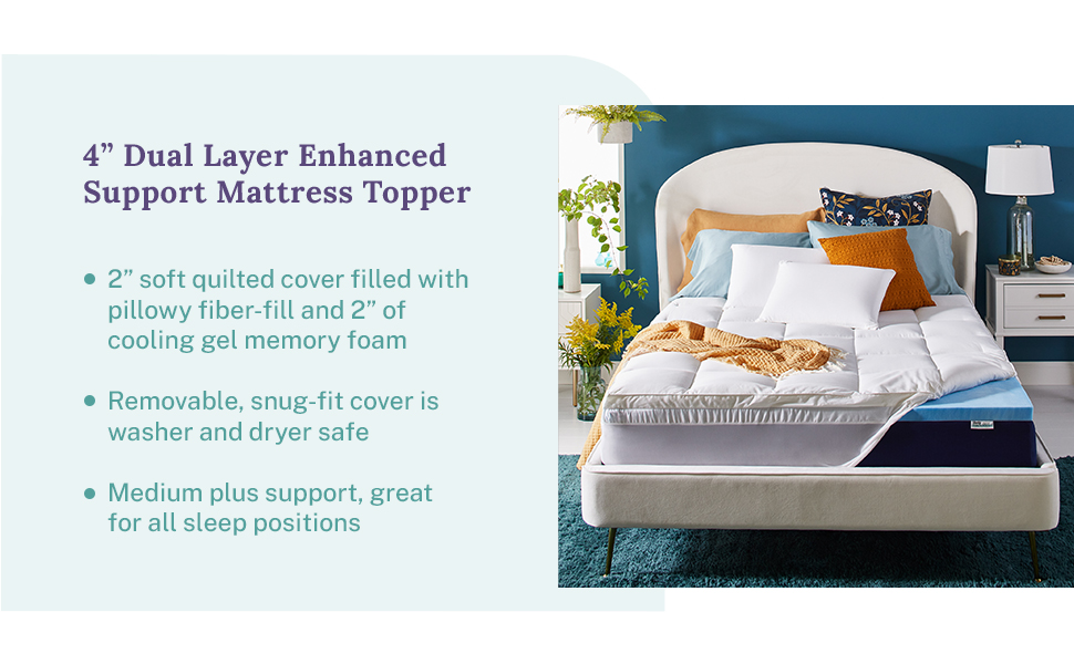 Bed with featured mattress topper