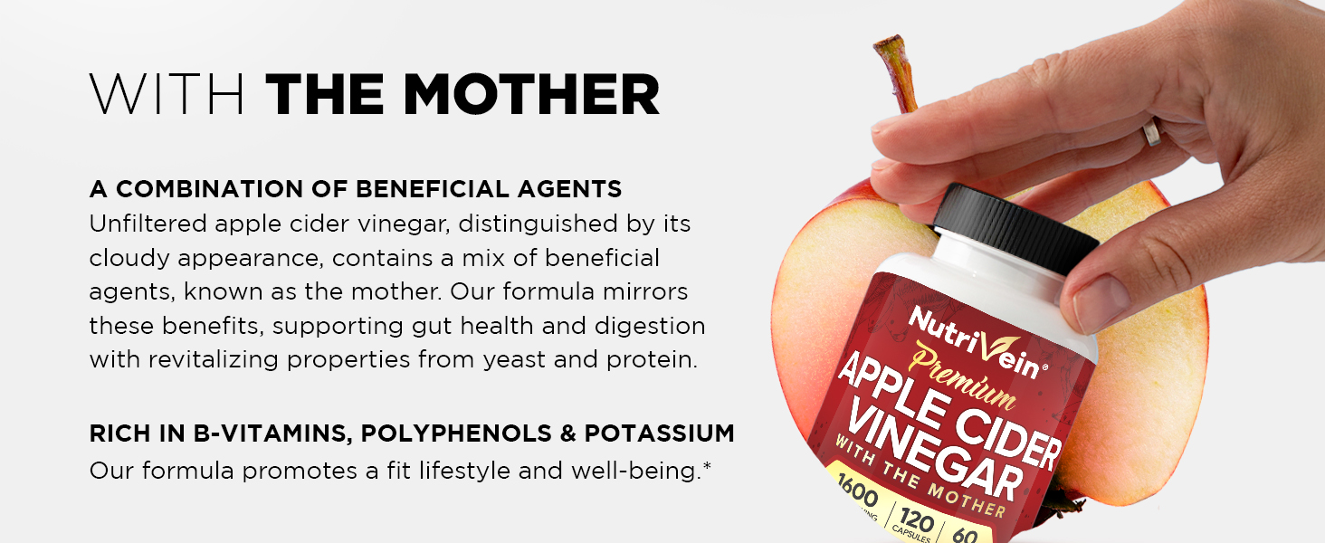 Nutrivein Apple Cider Vinegar Capsules. With the Mother